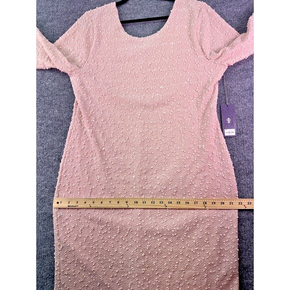 Jennifer Lopez XXL Pink Textured Sequin Sheath Dress Long Sleeve Party Cocktail - Picture 11 of 16